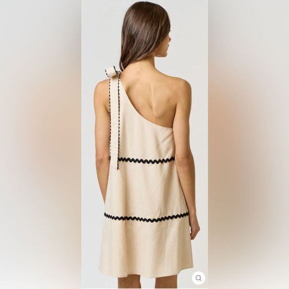 Lalavon Oatmeal Linen Dress Size Medium - Picture 3 of 11